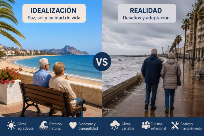 Persona jubilada viviendo cerca de la playa todo el año